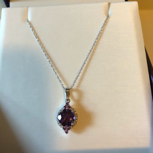 Ben Bridge Amethyst & Diamond White Gold Pendant - Picture 2 of 3